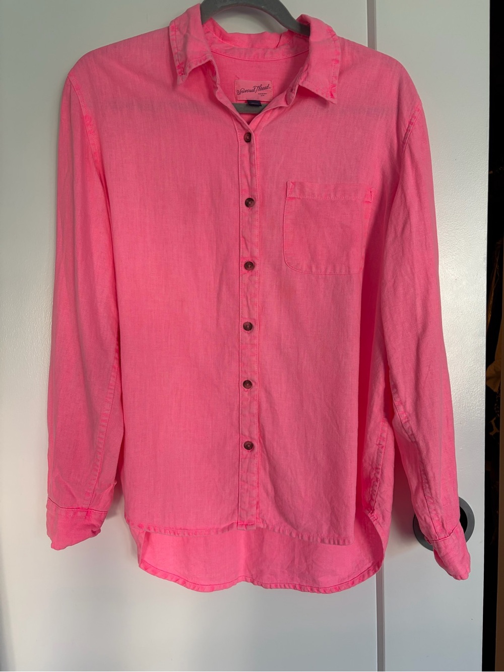 Universal Threads Linen Pink Button-Up Shirt & Short Set - Picture 2 of 7